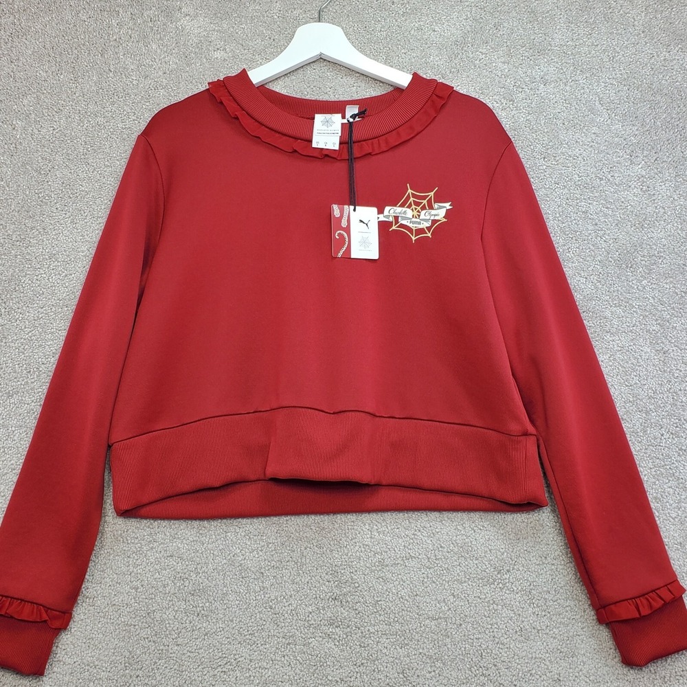 Puma X Charlotte Olympia Cropped Sweatshirt Women's Large Red Dahlia Pullover
